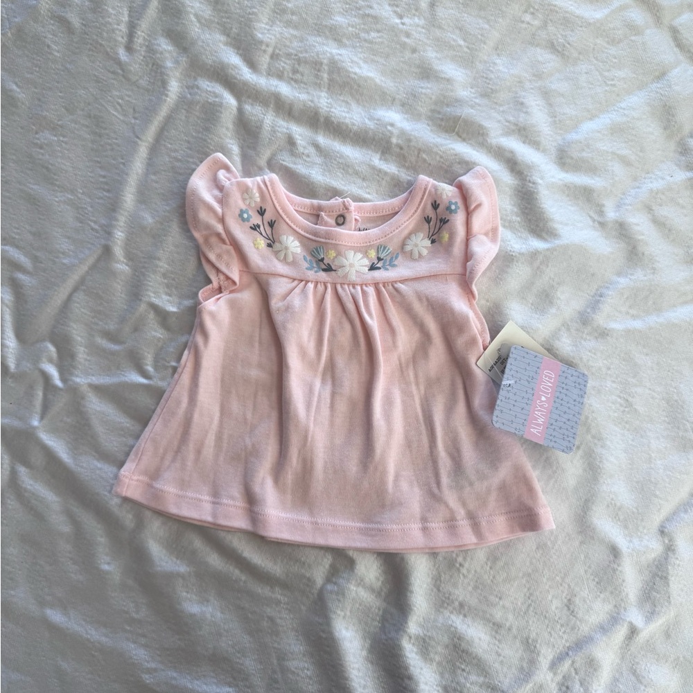 Baby girls pink cap-sleeve floral top - Always Loved by René Rofé